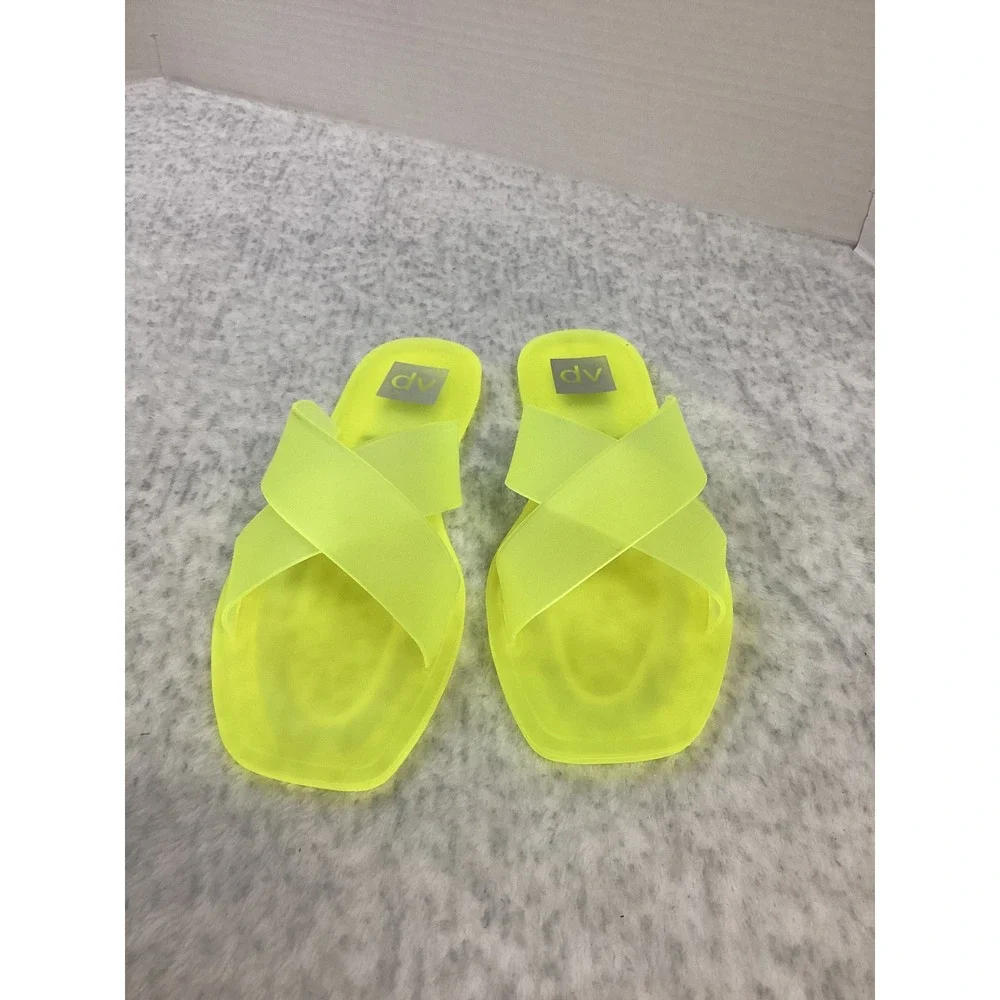 DV Dolce Vita Solstice‎ Neon Yellow Jelly Slide Sandals Square Toe Womens 8 NEW